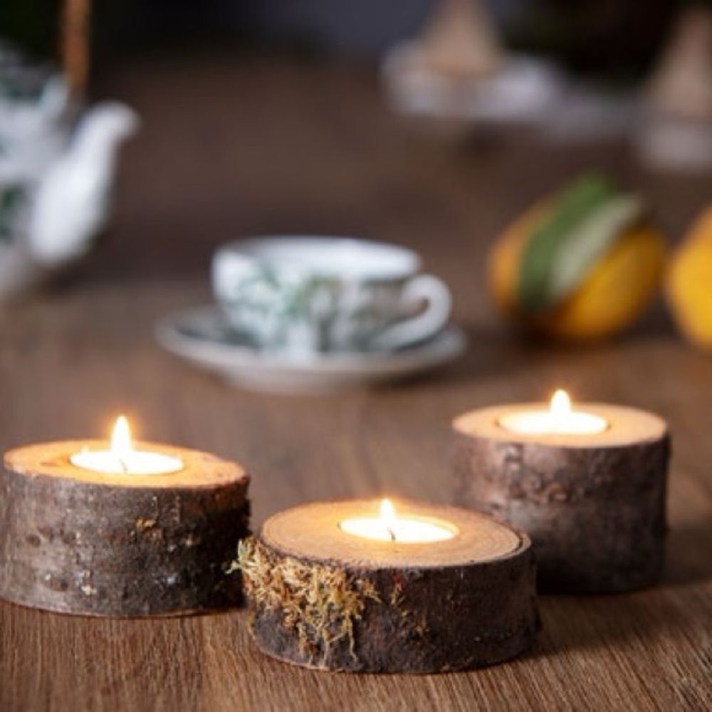 Rustic Wood Candles set of 18